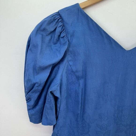 Jane Schaffhausen Belle France Women’s 80s Jacquard Drop Waist Steel Cornflower - Picture 9 of 15